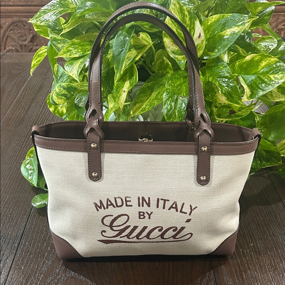 Gucci Craft Canvas & Leather Tote Bag - Picture 2 of 12